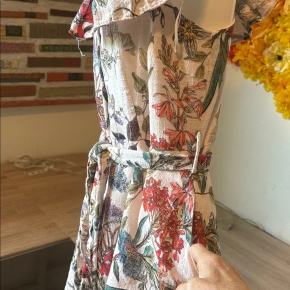 Zara Floral Button Down Off The Shoulder Dress - Picture 10 of 13